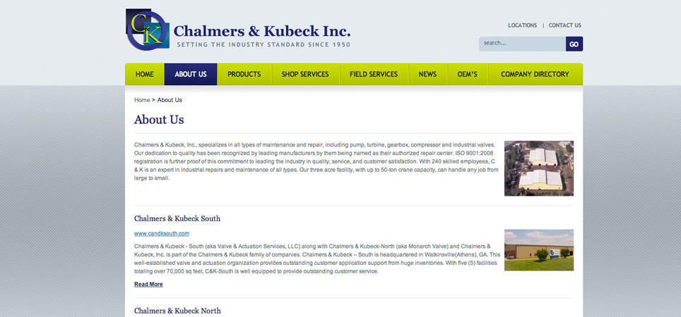 Chalmers & Kubeck Inc webpage