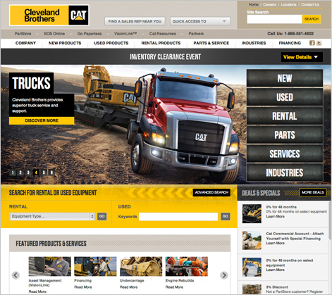 CAT trucks webpage