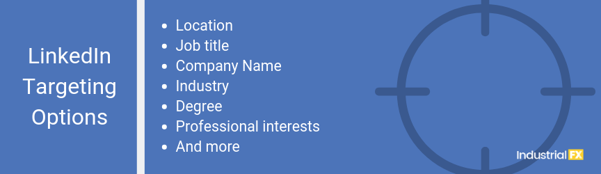 Uma lista de opções de segmentação do LinkedIn