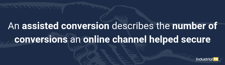 An assisted conversion describes the number of conversions an online channel helped secure